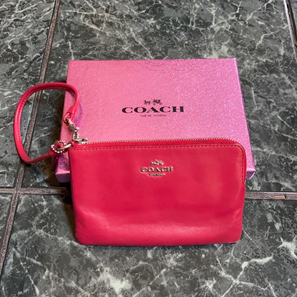Coach red wristlet barely used great condition
